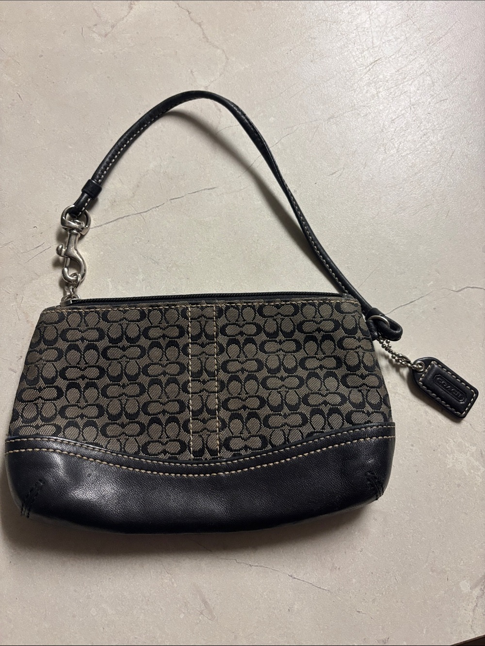 Coach Black Signature Canvas Wristlet